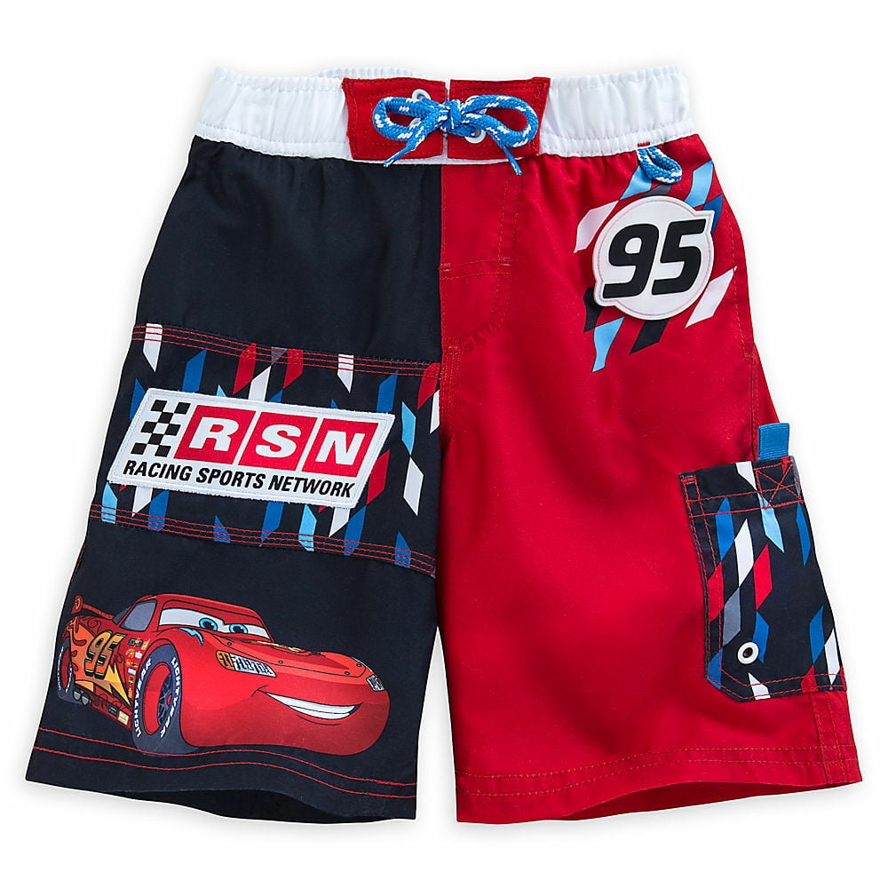 Disney Store Cars Lightning McQueen Swim Trunks Shorts Boy Size 5/6