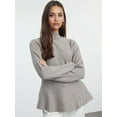 thumbnail image 5 of Womens Fall Fashion Mock Neck Ruffle Long Sleeve Sweater Gray XL, 5 of 8