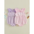 thumbnail image 3 of BemeyourBBs Newborn Baby Girls Summer Clothes Striped Bubble Romper Outfit Puff Sleeveless Peter Pan Doll Collar Bodysuit Jumpsuit Playsuit, 3 of 9