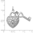 thumbnail image 3 of Silver Polished C.Z Heart and Key Charm Pendant, 3 of 5