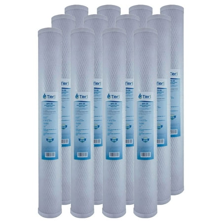 

Tier1 5 Micron 20 Inch x 2.5 Inch | 12-Pack Whole House Activated Carbon Block Water Filter Replacement Cartridge | Compatible with Pentek EP-20 155529 CEP-20E CB-25-2005 Home Water Filter