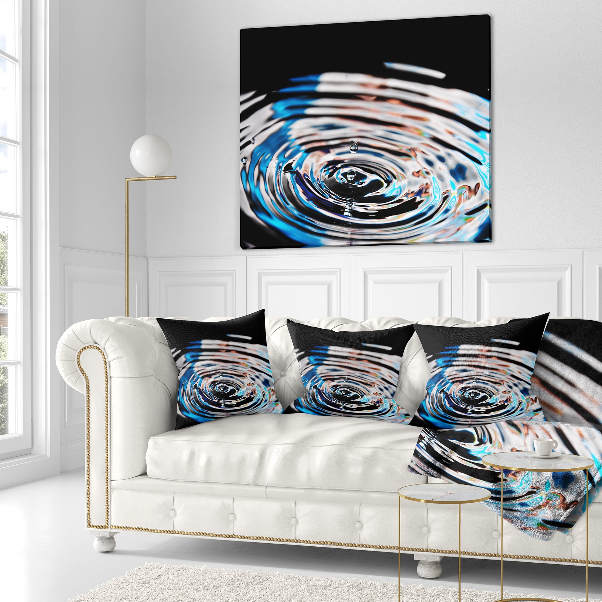 Designart Beautiful Splash of Purple Water - Abstract Throw Pillow - 18x18