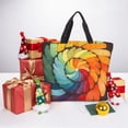 thumbnail image 7 of Single Shoulder Bag Convenience Bag 19.6×15.7×5.9in Light And Weight-Free Main Pocket Large Portable And Single Shoulder Back Brown Tie-Dye Background Rainbow Colors (4), 7 of 7