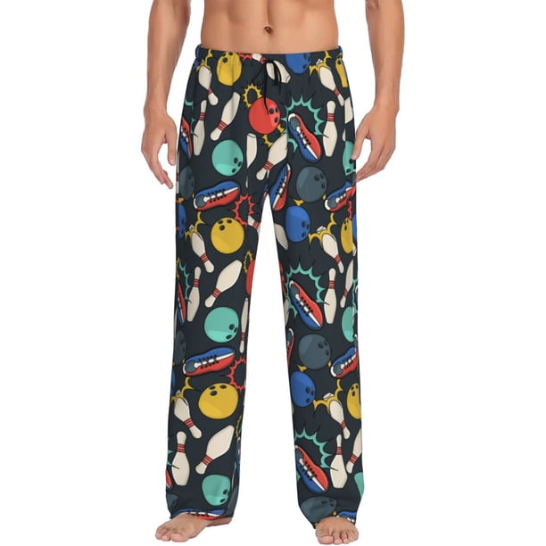 Balery Bowling Ball Pantalones de pijama para hombre, pijama ultraligero, pantalón de descanso-X-Large