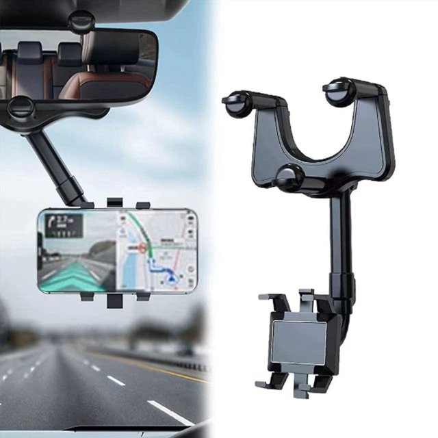 Car Rearview Mirror Mobile Phone Holder 360 Rotation Universal Adjustable Car Phone Holder Direction Display