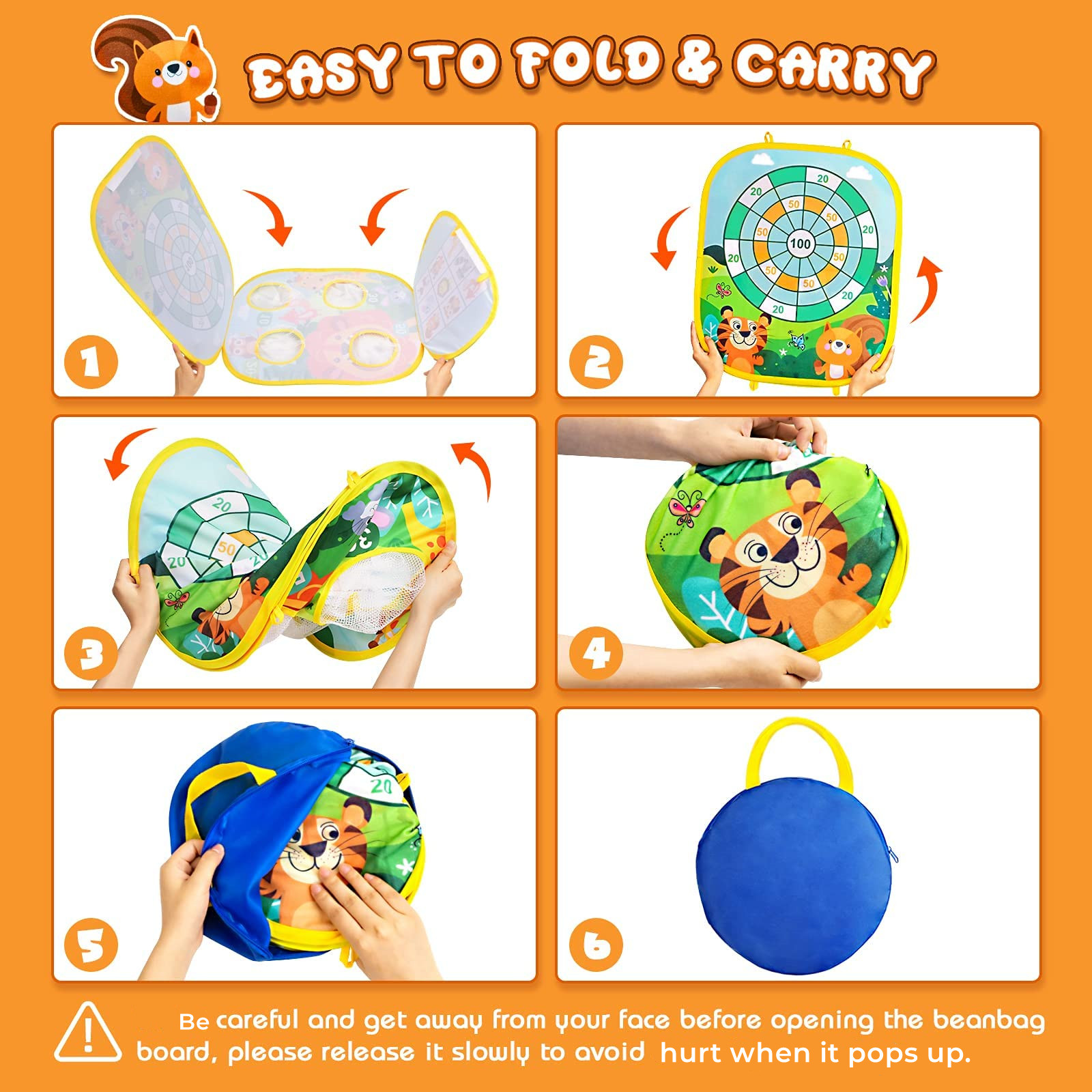 Happiwiz 3-in-1 Bean Bag Toss & Dart Board Game Set photo 5