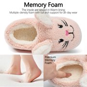 Ecetana Womens Fuzzy Slippers 3D Rabbit Closed Back Slippers Fluffy Non-Slip Indoor Warm House Slippers for Women