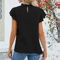 thumbnail image 4 of gakvbuo Summer Tops For Women 2025 Vacation Going Out Tops Fashion Casual Women's Solid Short Sleeve Round-neck Fold T-shrit Top Blouse, 4 of 6