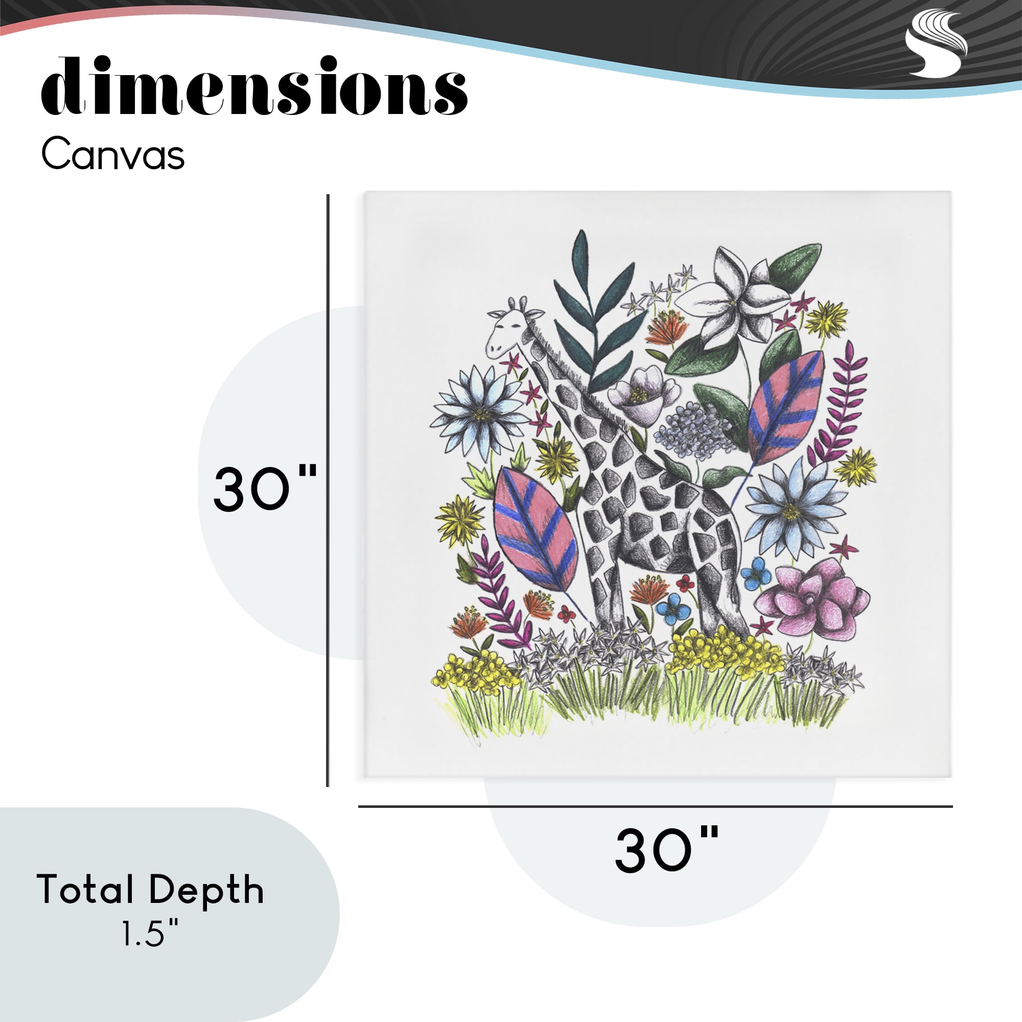 Giraffe in Midst of Flowers Canvas Wall Art, design by Cecilia Battaini