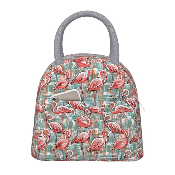 Balery Pink Flamingo Bolsa de Almuerzo para Mujeres, Caja de Almuerzo, Bolsa de Almuerzo Pequeña Impermeable, Tote de Almuerzo Reutilizable con Gran Capacidad