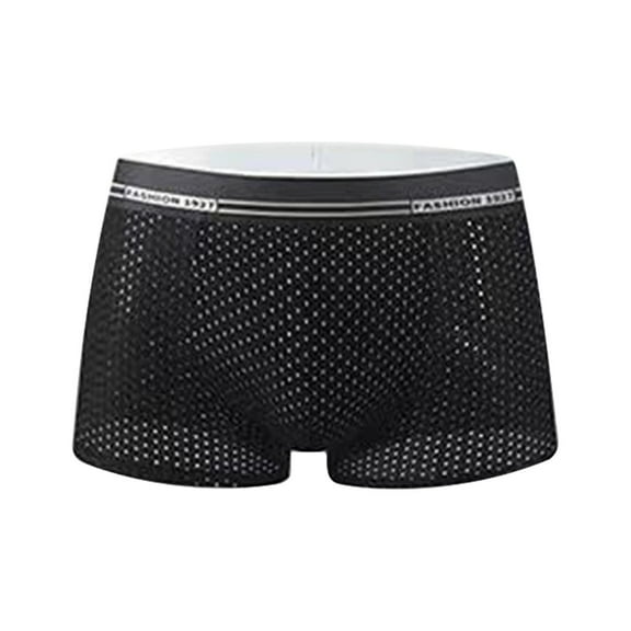 Xijirk Mens Underwear,Mesh Underwear Briefs Ice Silk Breathable Thin Transparent Fabric Trunks Soft Pouch Daily Comfort Style Fit,Men's Underwear,Black,4XL