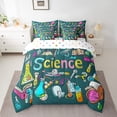 thumbnail image 2 of Laboratory King Comforter Set With Sheets,Chemistry Lab Bed In A Bag 7 Piece For Kids Adults Test Tube Microscope Graffiti Bedding Set Hippie Doodle Science Theme Bed Set, 2 of 5