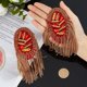 thumbnail image 3 of 2 piezas de hombreras con borla de diamantes de imitación, cadena de eslabones rojos y dorados, insignia de hombro retro, broche de hombro estilo punk para hombre y mujer, uniforme de tela, 3 of 6