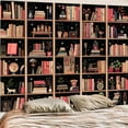thumbnail image 3 of Modern Bookshelf Tapestry Black Pink Orange Stylish Minimalist Book Shelf Tapestries Wall Hanging Art Dark Academics Library Book Tapestry for Bedroom Living Room Dorm 90 x 60 inch, 3 of 6