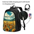 thumbnail image 2 of Balery Field Style Bicycle Young Sunflower Print USB Charging Backpack for Men and Women - Water-Resistant, Anti-Theft Laptop Backpack with USB Port for Travel, Work, School, and College, 2 of 7