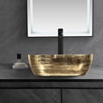 thumbnail image 4 of Strictly Sinks 19 Inch Bathroom Vessel Sink – Rectangular Gold & White Ceramic Countertop Bathroom Sink – Easy to Install Above Counter Luxurious Vessel Sink for Bathroom (19-3/4″ W x 16″ L x 6″H, 4 of 8