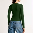 thumbnail image 5 of Otntypg Women Long Sleeve V Neck Shirts for Women Business Casual Work Top Knit Slim Fit for Fall Spring Lightweight Thin Basic Tees Blouse Army Green XL, 5 of 9