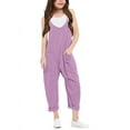 thumbnail image 2 of Kids Sleeveless Solid Color Casual Jumpsuit Spaghetti Strap Girls Romper, 2 of 3