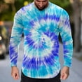 thumbnail image 2 of Autumn T Shirts for Man Round Neck Long Sleeve Tops Tie Dye Print Fall Blouses, 2 of 5