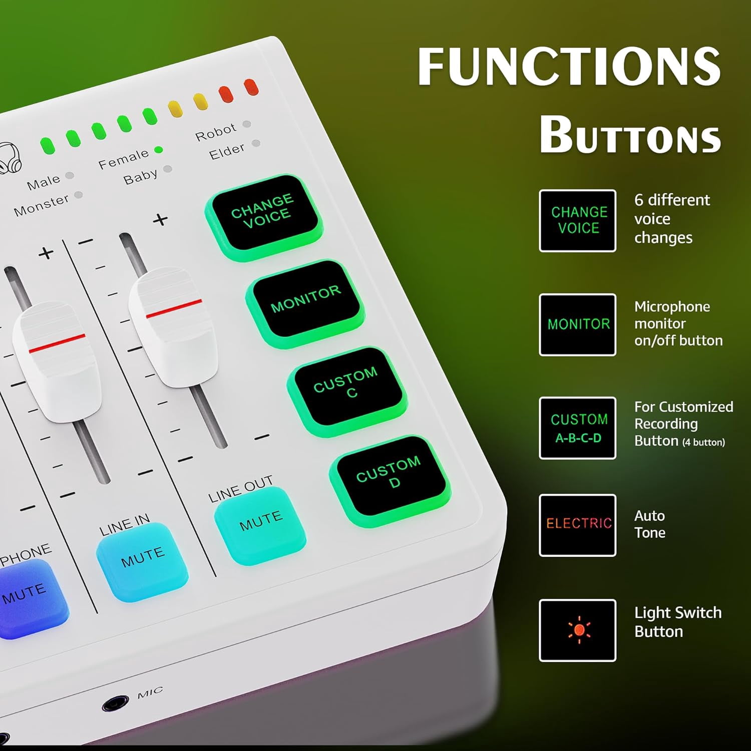 IXTECH Gaming Audio Mixer 4 Channel Soundboard, Streaming RGB PC Audio Interface with XLR Microphone Support, Audio Equalizer for Gaming Podcast Streaming Karaoke, Individual Volume Controls (White)