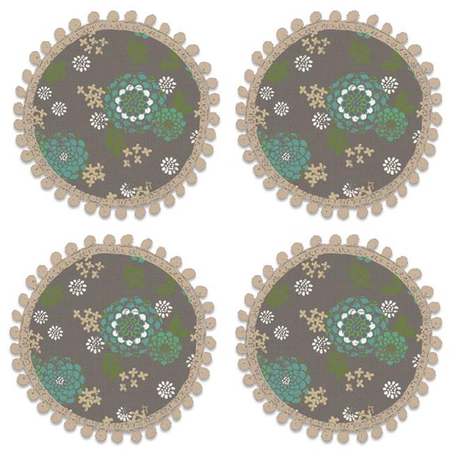 Heritage Lace ZN-0800GY-S 8 Po Zinnia Napperons Ronds&44; Gris - Lot de 4