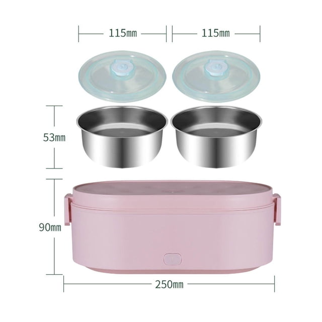 Langgg Lunch Box Electric Heated Lunch Boxes Food Warmer for Kids USB Heated Lunch Office Travel Pink