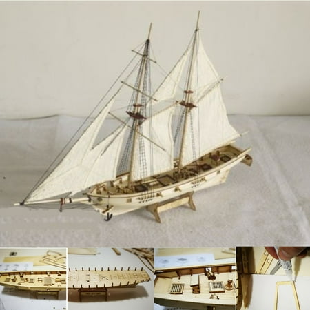 Model Ships Boats - 1:100 Scale Wooden Wood Sailboat Ship Kits Home Office Model Decoration Boat Toy Kids Birthday Gift
