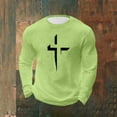 thumbnail image 5 of VBTAPA Men's Jesus Cross T Shirts Christian Religious Bible Tees Fashion Casual Long Sleeve Graphic Print Tops Big and Tall Streetwear Tees Green M, 5 of 6