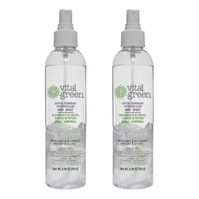 Desodorante Cristal Alumbre Spray Corporal 2 Pack 150g Vital Green