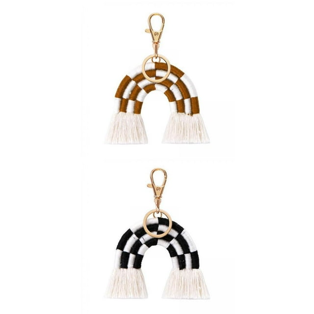 2 Llaveros a La Moda, Adorno de Llavero para Bolso, Monedero, Mujer , marrón y negro