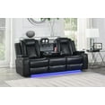 thumbnail image 2 of New Classic Furniture Polyester Faux Leather Cup Holder Reclining Sofa, Black, 2 of 7