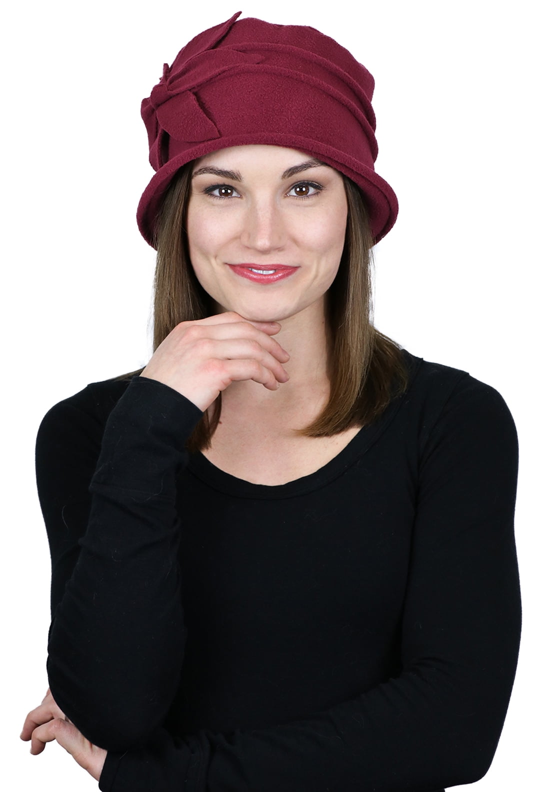 Fleece Flower Cloche Hat for Women 