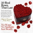 thumbnail image 2 of GLAMOUR BOUTIQUE 50-Piece Forever Flowers Heart Shape Box - Preserved Roses, Immortal Roses That Last A Year - Eternal Rose Preserved Flowers for Delivery Prime Mothers Day & Valentines Day - Red, 2 of 9