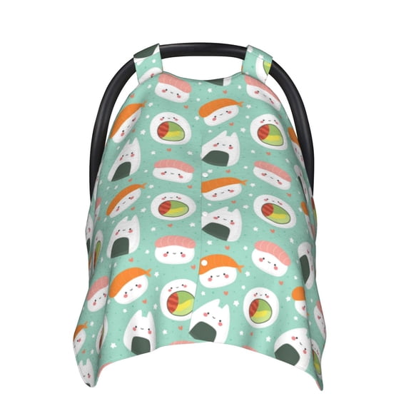 Car Seat Cover Baby - Kawaii Sushi Breathable Infant Car Seat Cover for Baby Carseat, Lightweight Comfort Baby Essentials Must Haves Newborn Stuff for Girl Boy