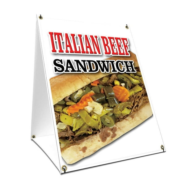 A-frame Sidewalk Italian Beef Sandwich Sign With Graphics On Each Side | 18" X 24" Print Size