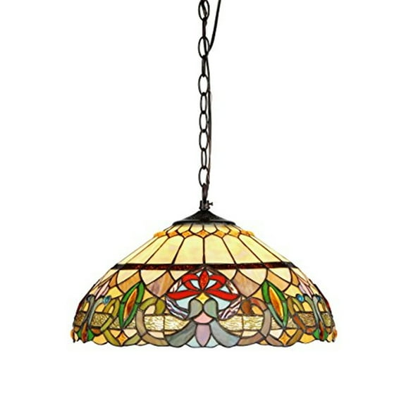 CHLOE Hester Tiffany-style 2 Light Victorian Ceiling Pendant Fixture 18" Shade