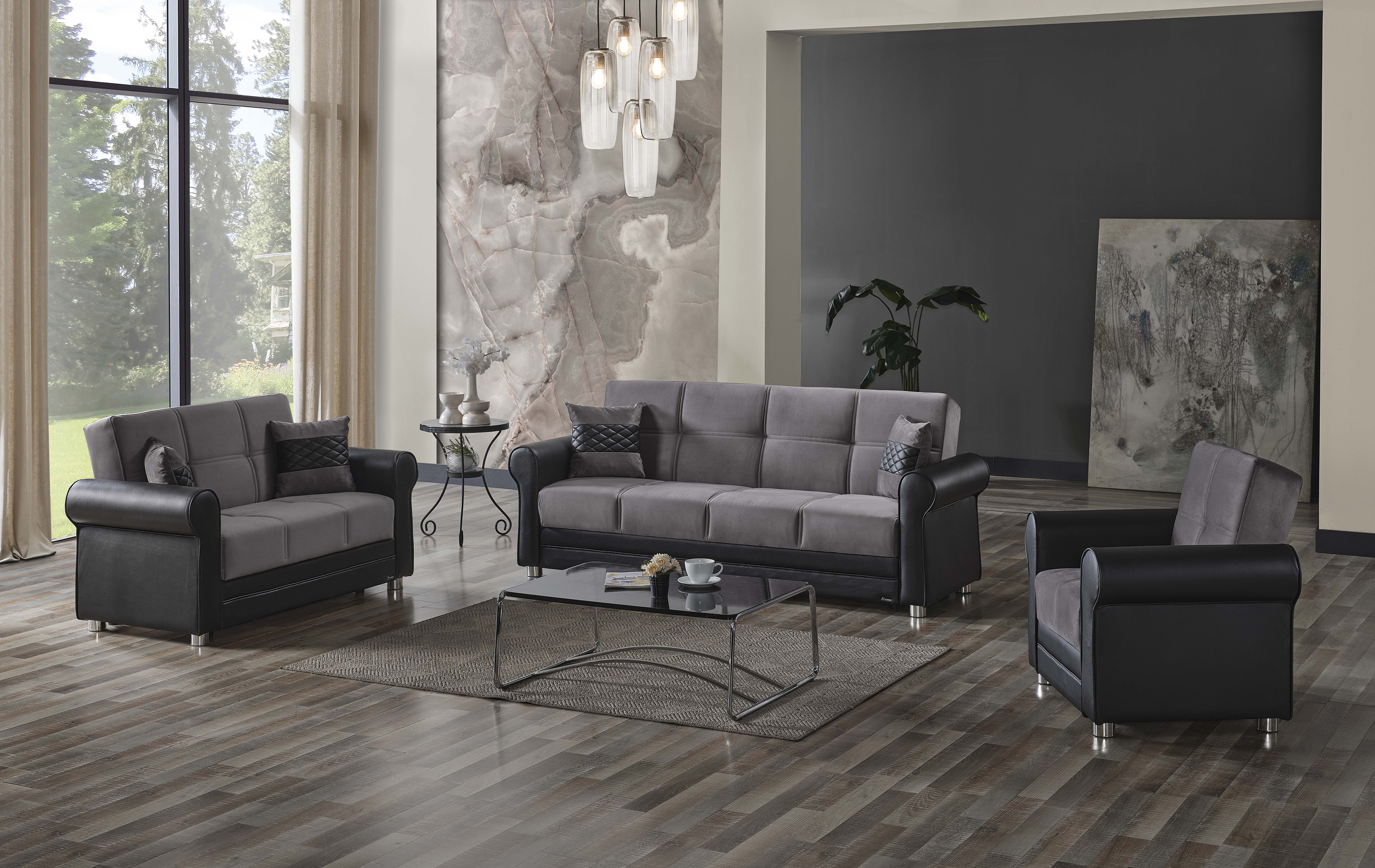 Ottomanson Convertible Sleeper Sofa Bed with Hidden Storage, Firm Comfort Couch, Gray
