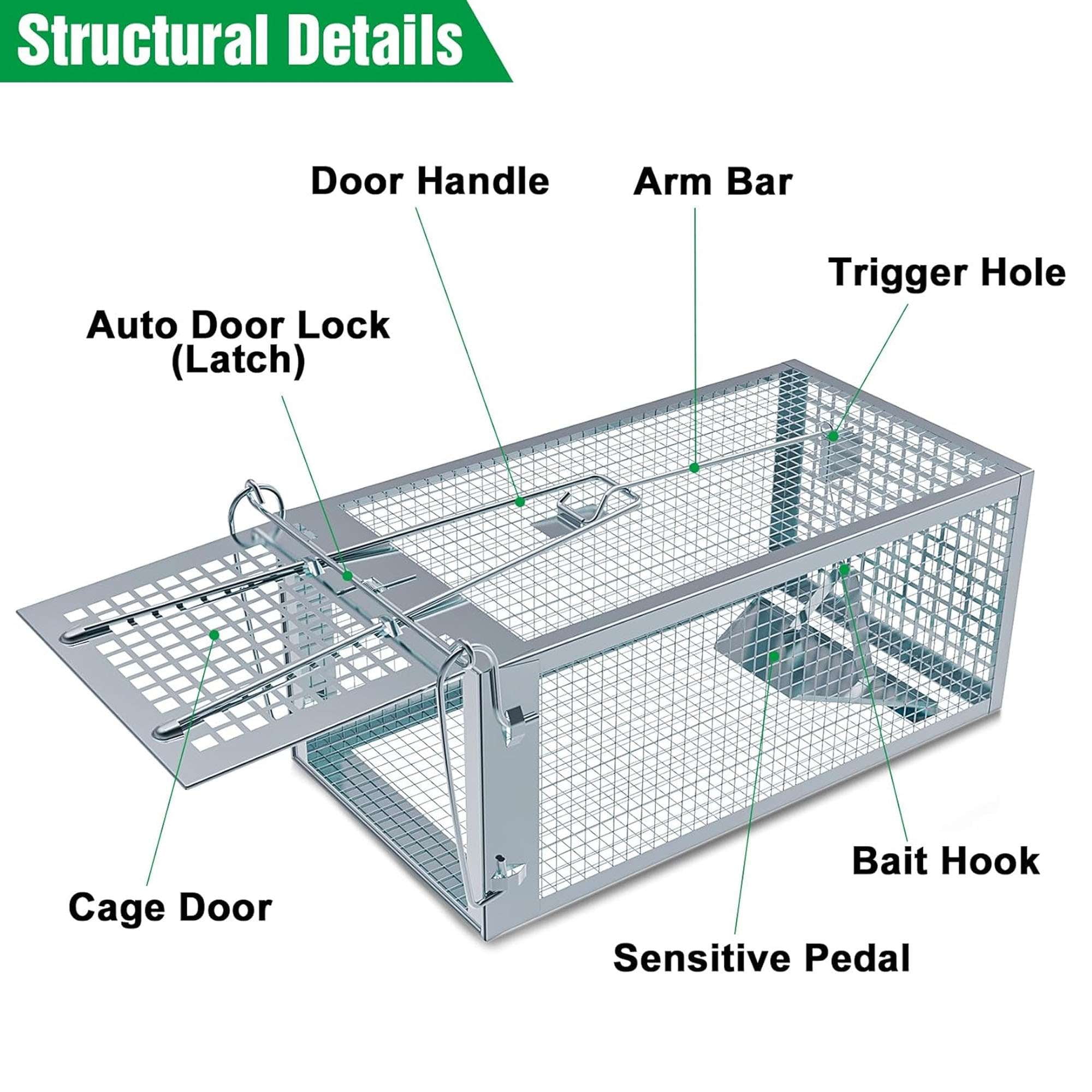 Deago 2 Pack Humane Rat Trap Mouse Traps Cage for Indoor or Outdoor, Small Rodent Chipmunk Squirrel Trap Live Animal Cage Catch and Release