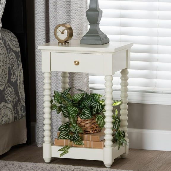 bali & pari Terentia Mid-Century Nightstand, 1-Drawer, White