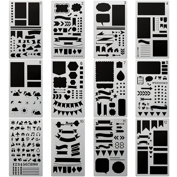 EGNMCR Plastic Planner Stencils Journal Notebook Diary Scrapbook DIY Drawing Template DIY Drawing Template