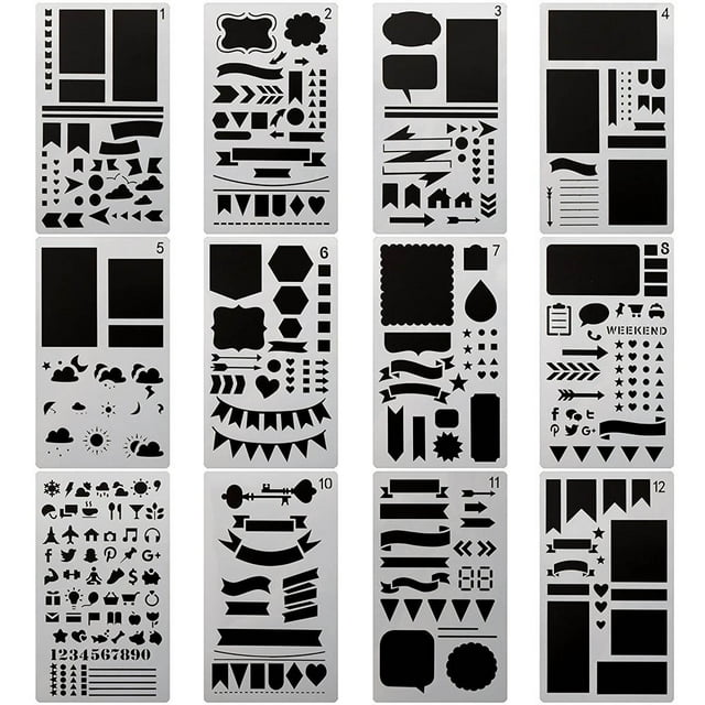 EGNMCR Plastic Planner Stencils Journal Notebook Diary Scrapbook DIY Drawing Template DIY Drawing Template