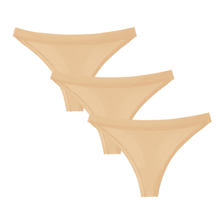 Fulorrnie Underwear for Women Plus Size Thong Seamless Comfort Panties G String Banded Waist Elastic Panty Beige XL