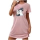 thumbnail image 4 of Camisón corto de talla grande para mujer, camisón de manga corta con estampado en el pecho, camisón corto, 4 of 4