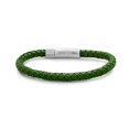 thumbnail image 1 of Mens Braided Leather Bracelet with Stainless Steel Push Pull Clasp (Green), 1 of 2
