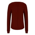 thumbnail image 5 of Olyvenn Womens V Neck Waffle Knit Sweater Loose Casual Blouse Plus Size Cropped Top Long Sleeve Pullover Crop Sweater Wine 10, 5 of 6