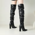 thumbnail image 4 of Pandaie Women's Thigh High Boots Chunky High Heel Slouchy Over the Knee Boots Pointed Toe Sexy Fashion Dress Fall Winter Long Boot Black 5.5, 4 of 8