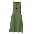 thumbnail image 5 of Sokhug Midi Dresses for Women Sleeveless Cotton Blend Round Neck Button Detail A Line Dress Side Pockets Solid Color Casual Dresses, 5 of 5