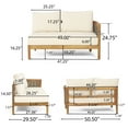 thumbnail image 6 of Rattler Acacia Wood and Round Wicker Outdoor 5 Seater Sectional Sofa Chat Set with Cushions, Teak, Mixed Brown, and Beige, 6 of 14