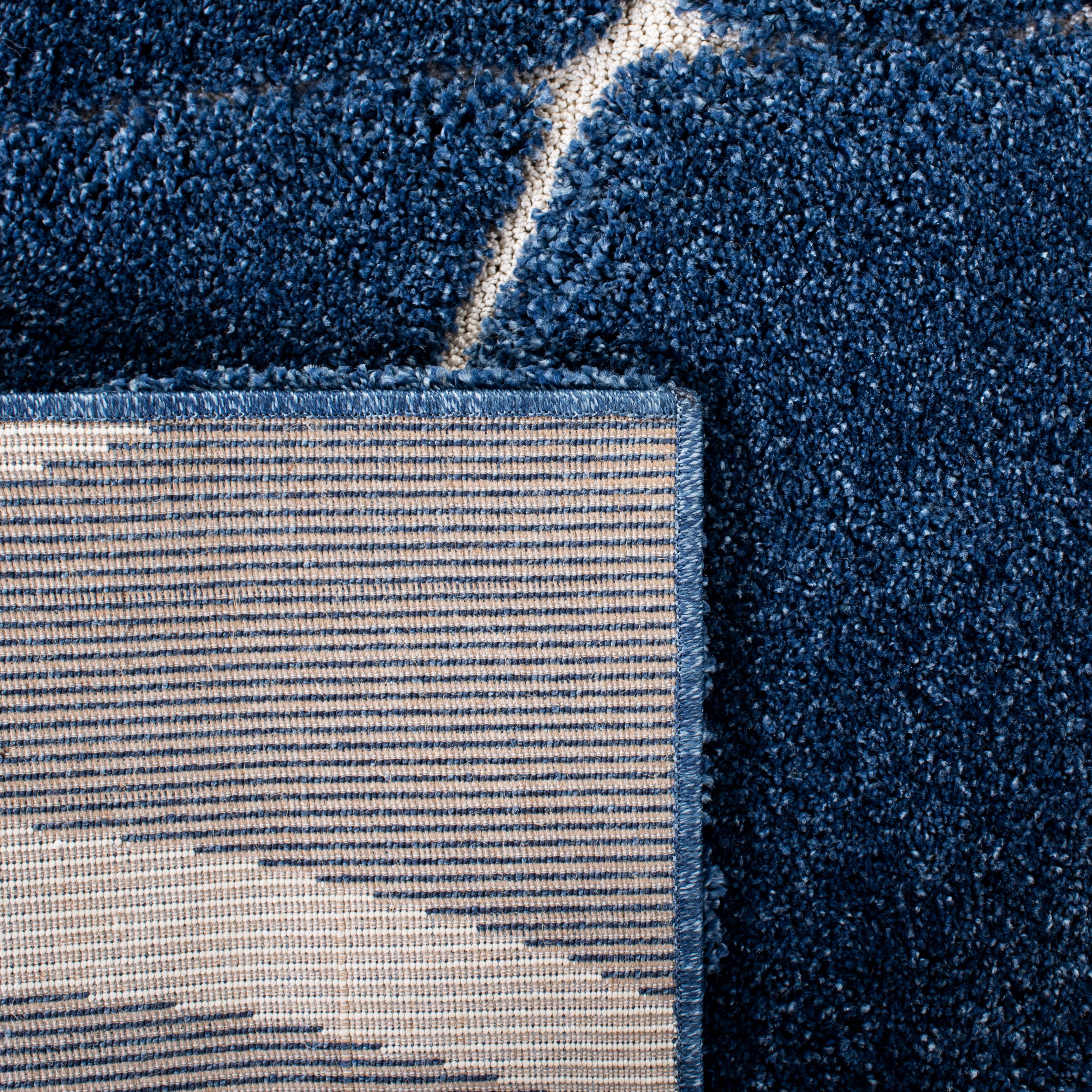 Safavieh Florida Tamzen Abstract Shag Area Rug, Navy/Ivory, 11' x 15'