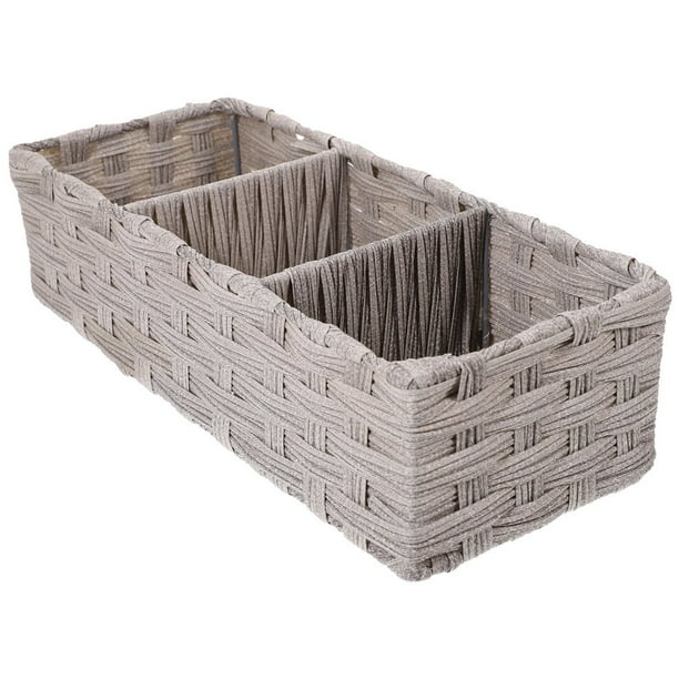 EIMELI Basket Divided Toilet Coffee Storage Organizer Wicker Holder ...
